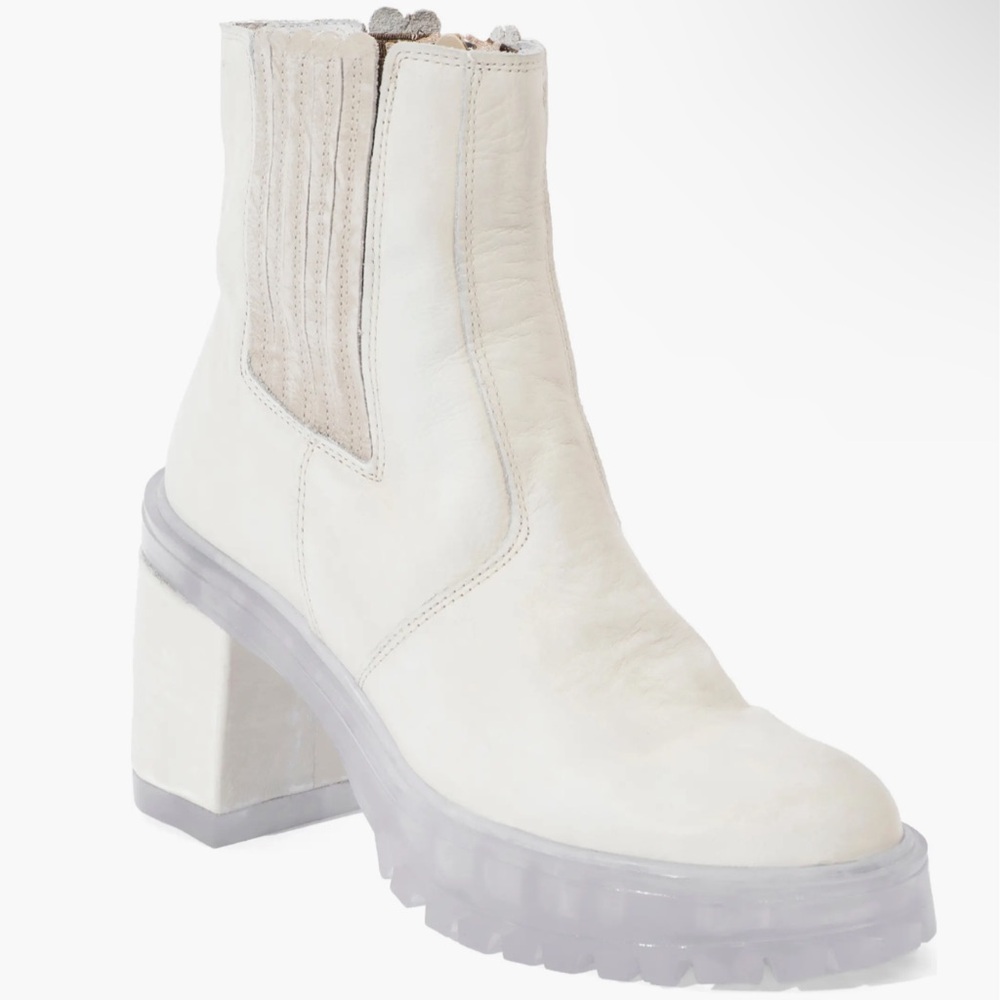 FREE People James Chelsea boots in ice leather platform 40 9.5 chunky white Y2K
